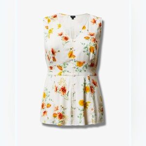 Torrid Rayon Slub Button Up With Waist Detail Top Size 2X(18/20)